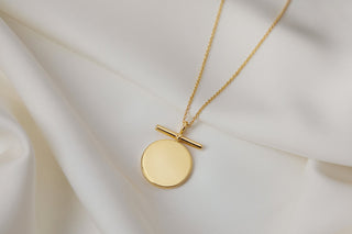 Bar Disc Necklace - Gold Lunar