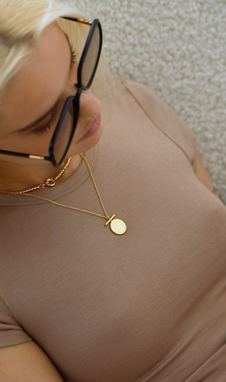 Bar Disc Necklace - Gold Lunar