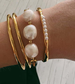 Chunky Pearl Bracelet - Gold Lunar