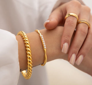 Chunky Rope Bangle - Gold Lunar