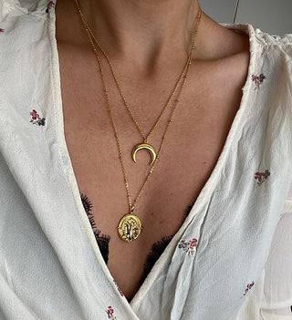 Coin & Moon Layered Necklaces - Gold Lunar