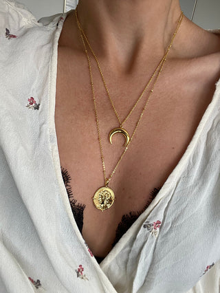 Coin & Moon Layered Necklaces - Gold Lunar