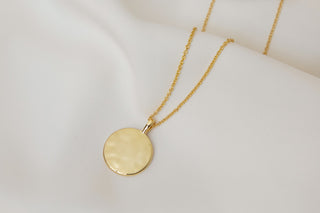 Cubic Zirconia Molten Disc Necklace - Gold Lunar