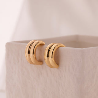 Double Chunky Hoops - Gold Lunar