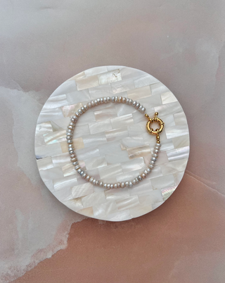 Freshwater Pearl Anklet - Gold Lunar