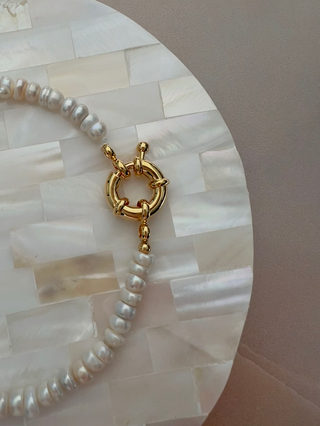 Freshwater Pearl Anklet - Gold Lunar