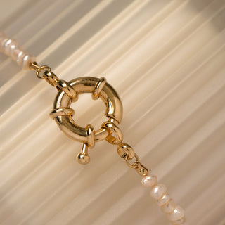 Freshwater Pearl Necklace - Gold Lunar