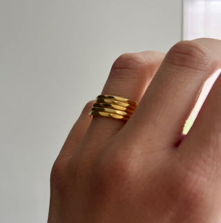 Gold Molten Stack 5 Rings - Gold Lunar