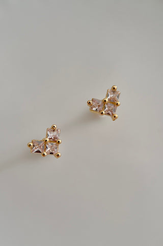 18k Gold Plated heart studs with Cubic Zirconia stones