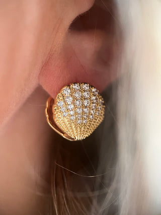 Shell CZ Studs - Gold Lunar