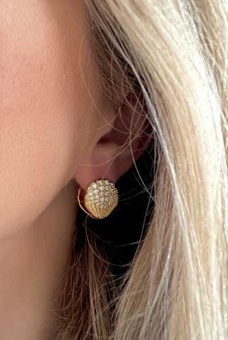 Shell CZ Studs - Gold Lunar