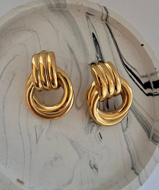 Ring Link Drop Earrings - Gold Lunar