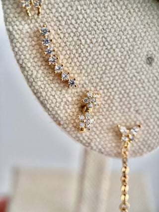 Drop & Stud Ear Stack Set - Gold Lunar