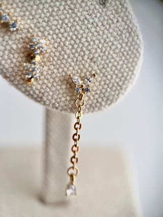 Drop & Stud Ear Stack Set - Gold Lunar