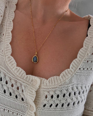 Labradorite Gemstone Necklace - Gold Lunar