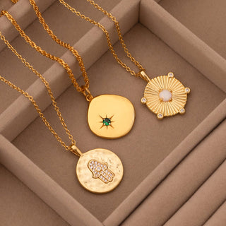 Organic Disc Necklace - Gold Lunar