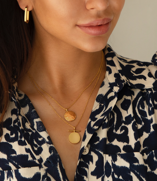 Molten Disc & Bar Disc Layered Necklaces - Gold Lunar