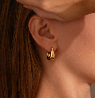 Teardrop Hoop Dome Earrings - Gold Lunar