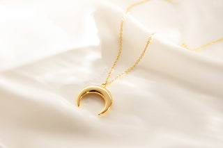 Silver Crescent Moon Necklace - Gold Lunar