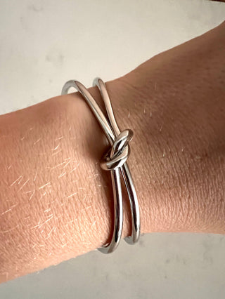 Silver Plated Knot Cuff Bracelet - Gold Lunar