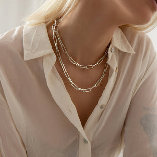 Silver Plated Link Chain Necklace - Gold Lunar