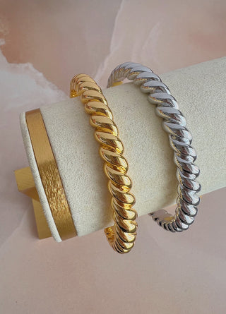 Silver Rope Cuff - Gold Lunar